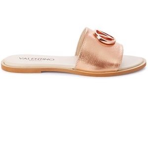 Valentino Leather Slides Copper 37 NWT